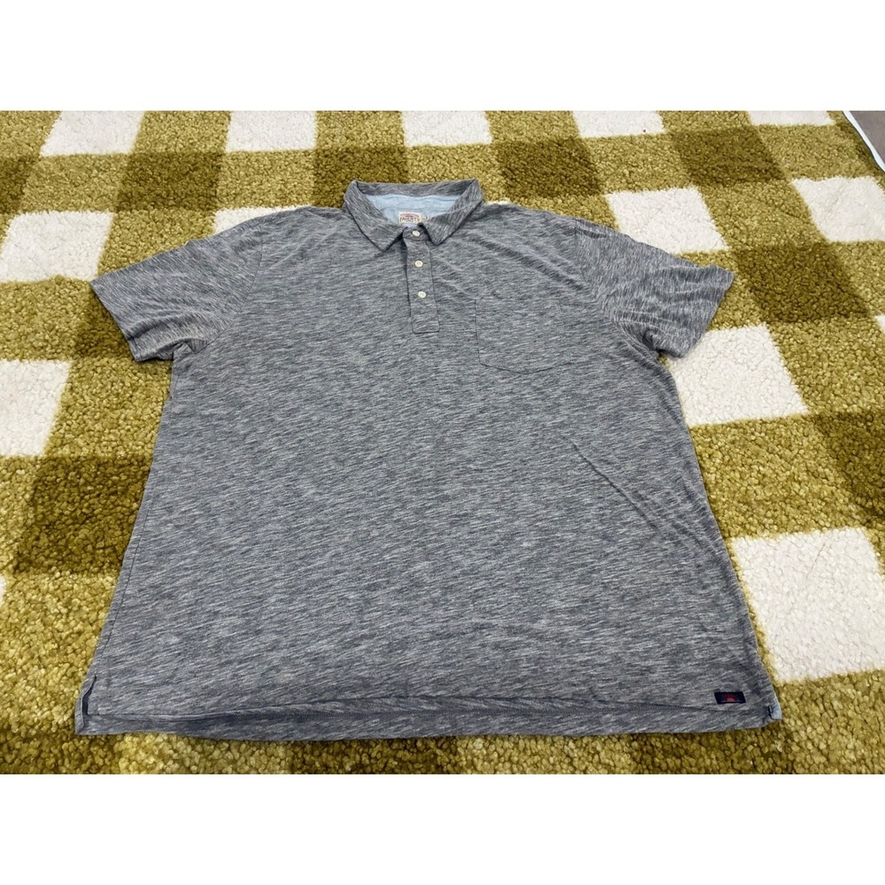 Faherty Brand Mens XXL Gray Slub Knit Short Sleeve Pocket Polo Shirt Heathered
